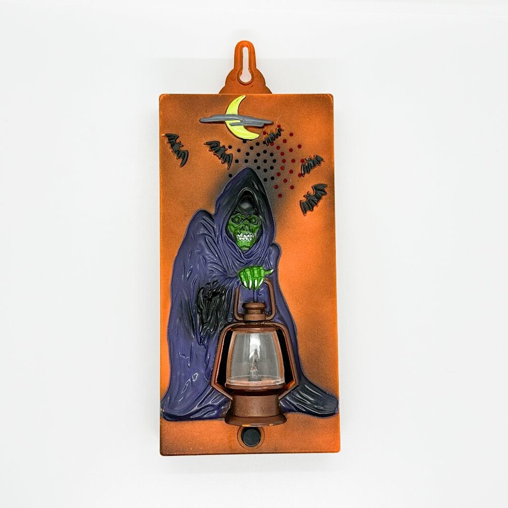 Vintage 90s Talking Doorbell Grim Reaper Skeleton Halloween Glowing Light Works